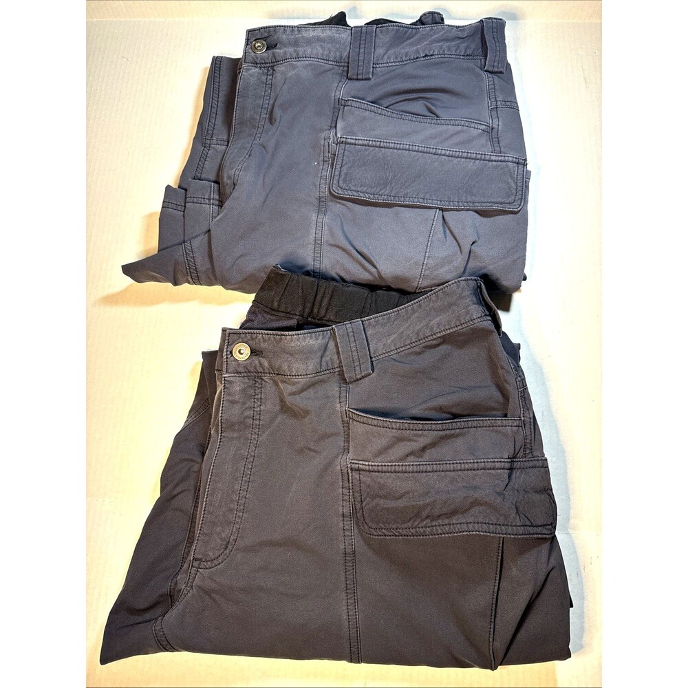 Duluth Trading Co Lot 2 Pants Mens 44x30 Black Fleece Lined Flex Dry On The Fly